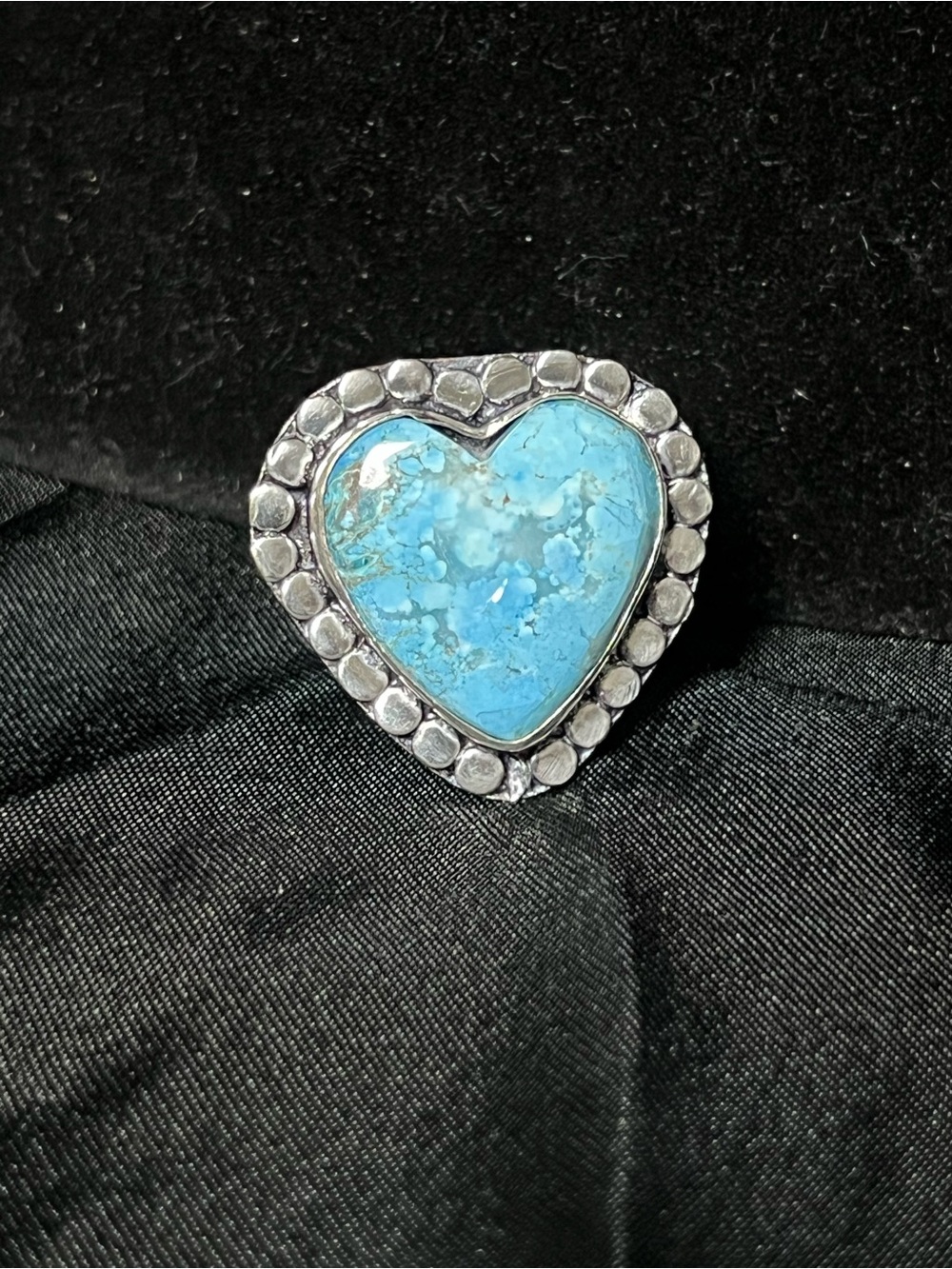 Sterling silver heart turquoise ring